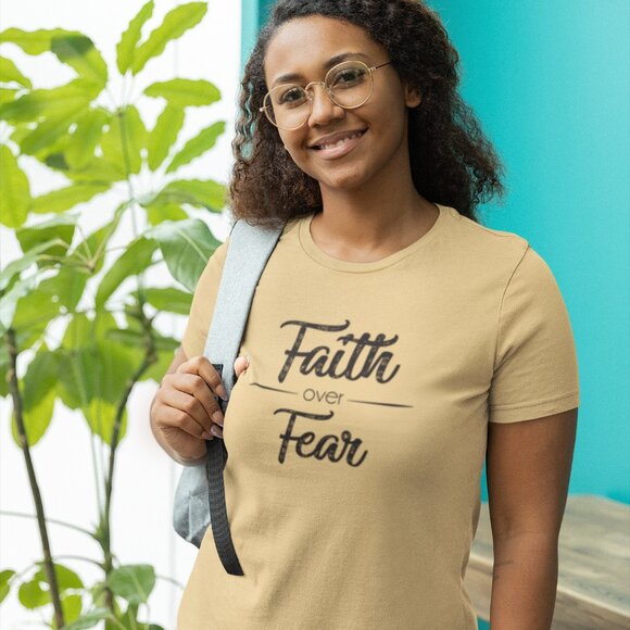 New “Faith Over Fear” Merch Shirt, Christian Comfort, God Is Good Shirt. - Picture 1 of 8